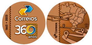 Medalha comemorativa dos 360 anos dos Correios do Brasil.Imagem: Clube da Medalha do Brasil