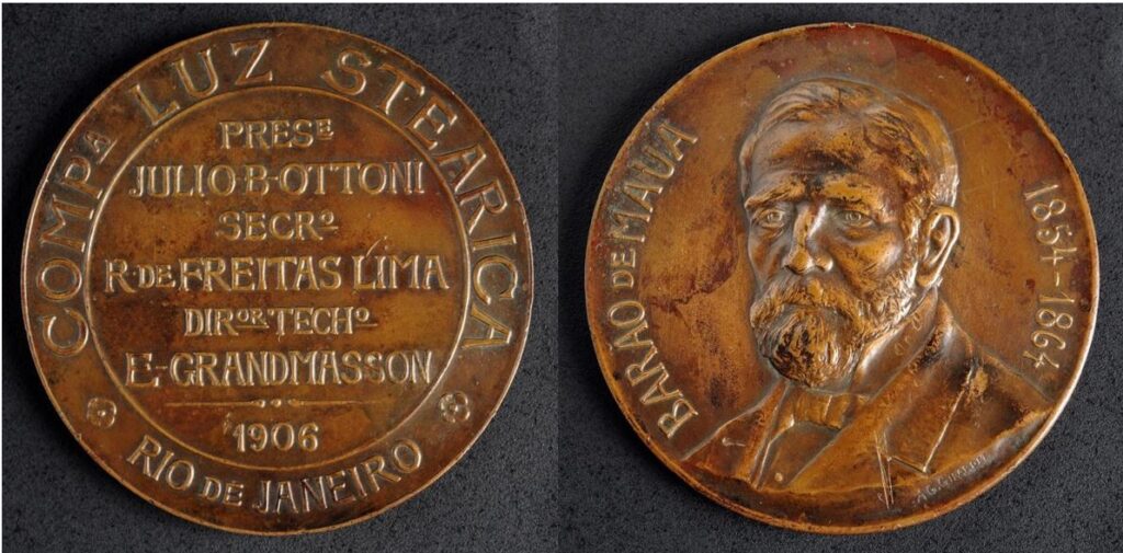 Medalha: Barão de Mauá, Compª Luz Estearica, 1906