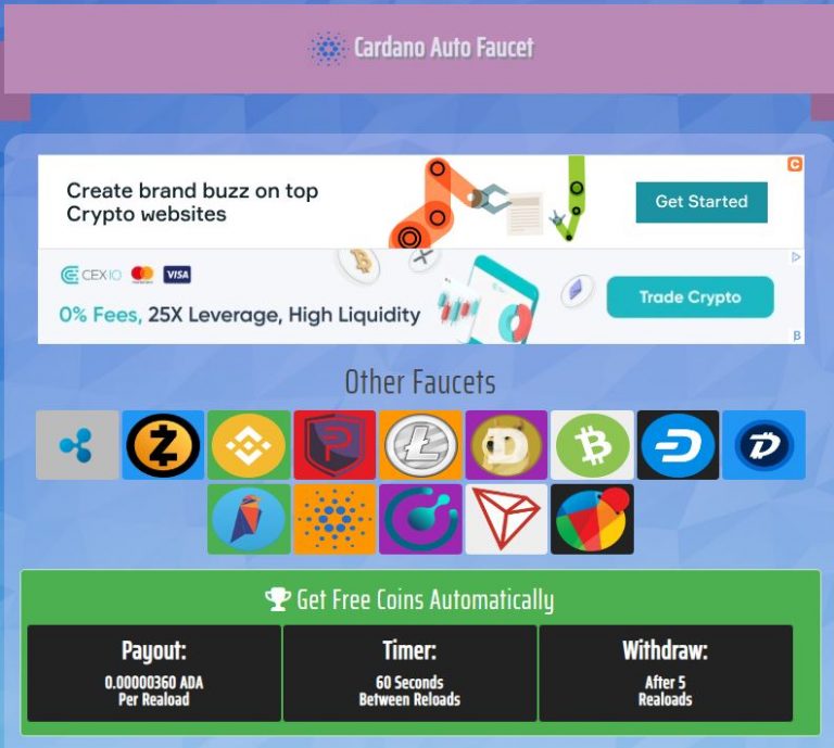 Faucet de Cardano (um Auto Faucet, na verdade)