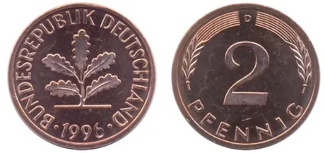 Moeda de 2 pfennigs da Alemanha