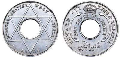 1/10 de penny da África ocidental britânica, em alumínio