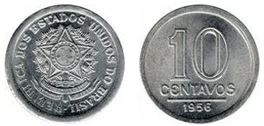 Moeda de 10 centavos de alumínio do Brasil